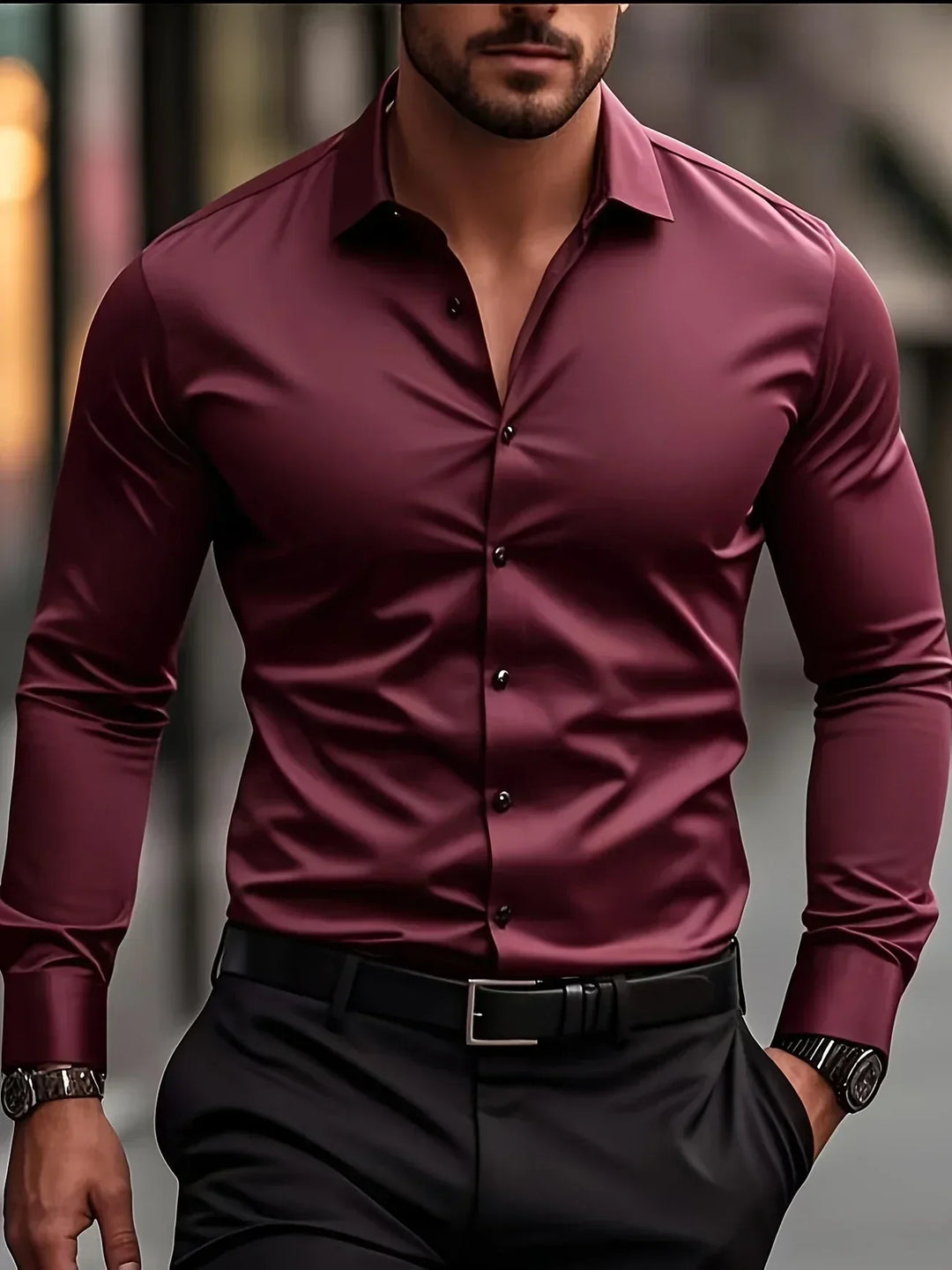 Elegante Camicia a Maniche Lunghe con Bottoni
