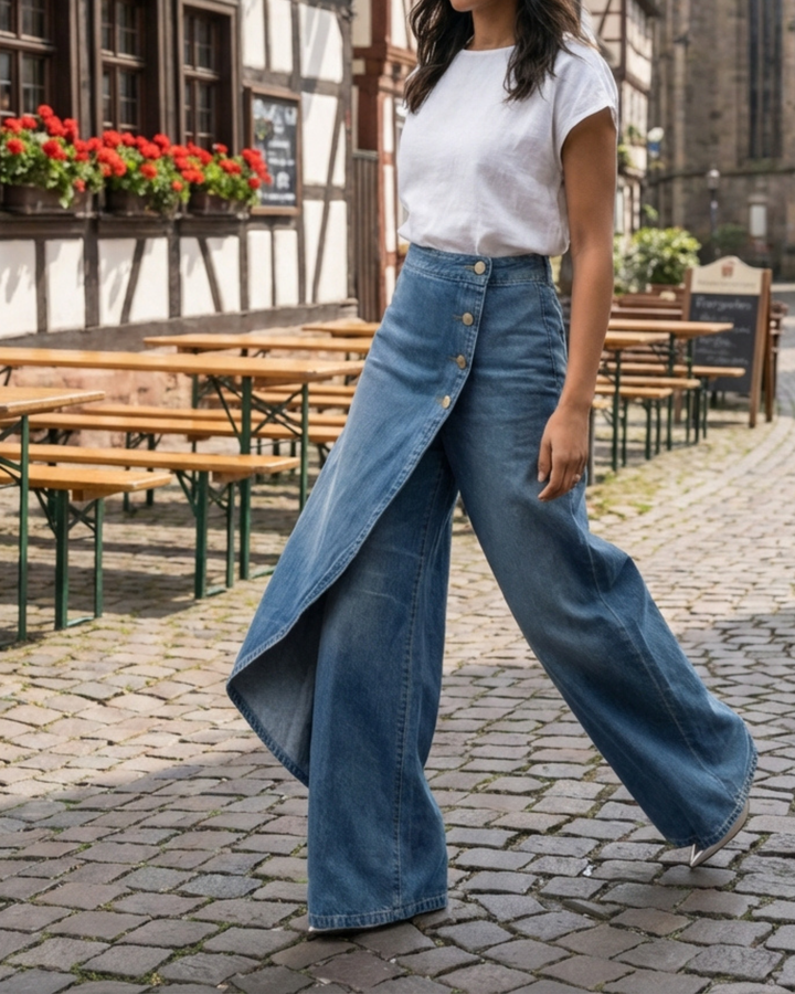 Abigail - Jeans de denim de corte slim con diseño envolvente
