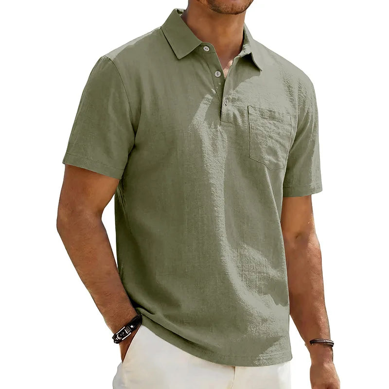 Camisa de hombre de lino de manga corta