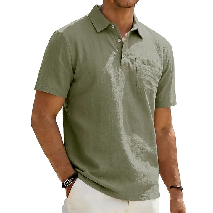 Camisa de hombre de lino de manga corta