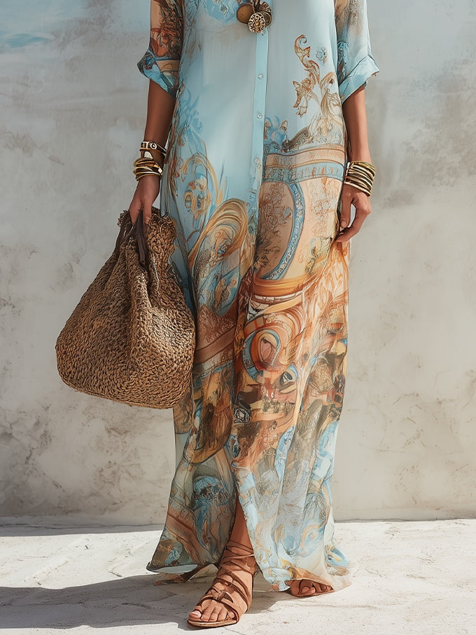 Louise – Vestido Camisero Estilo Mediterráneo
