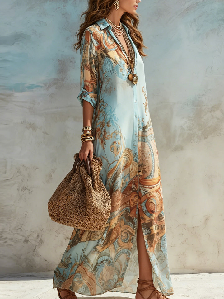 Louise – Vestido Camisero Estilo Mediterráneo
