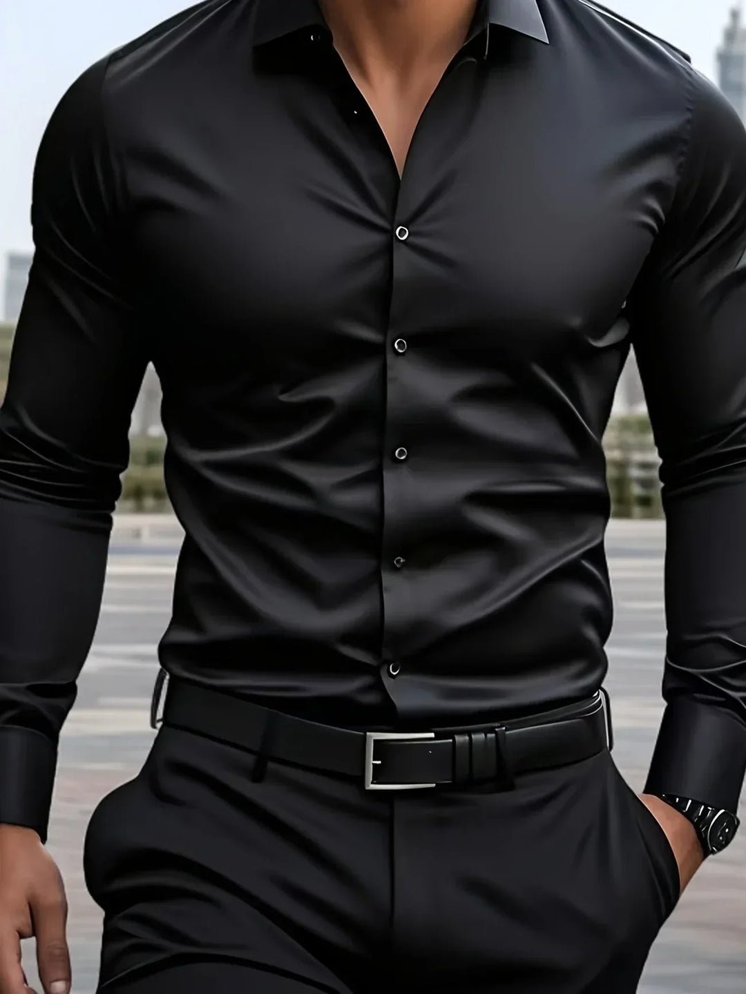 Elegante Camicia a Maniche Lunghe con Bottoni
